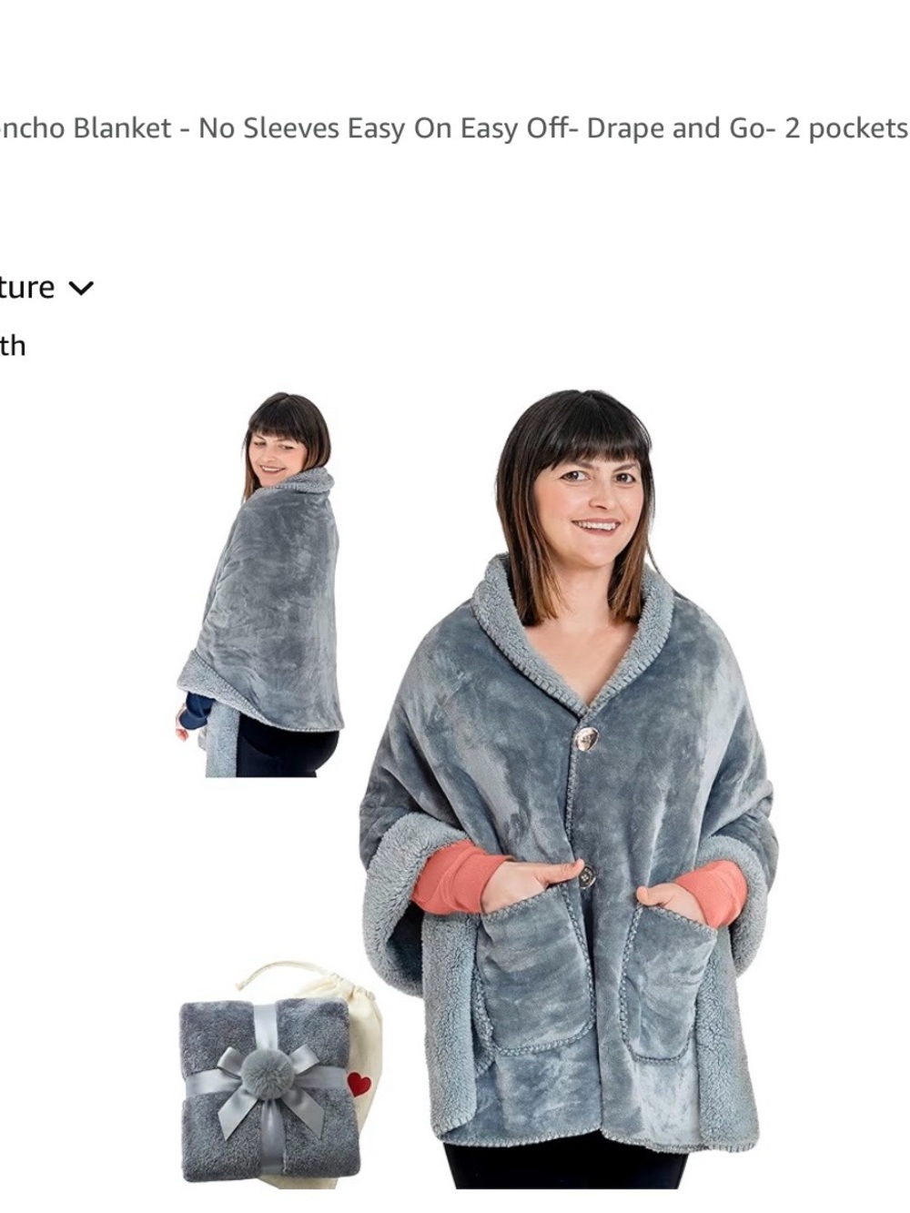 Ezrallora Plush Faux-Shearling Cape Coat in grey Charcoal